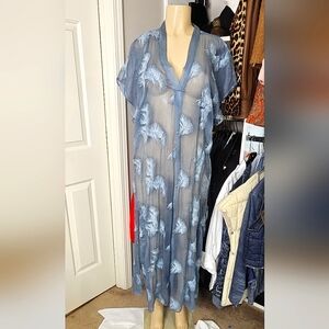 "ZARA" Elegant Blue Sheer Women's Duster